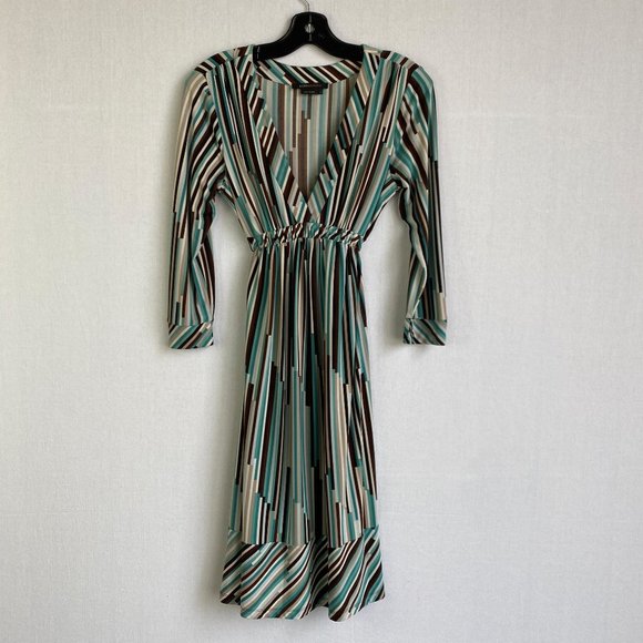 BCBGMAXAZRIA Stripe deep v-neck Dress, S - Picture 1 of 7